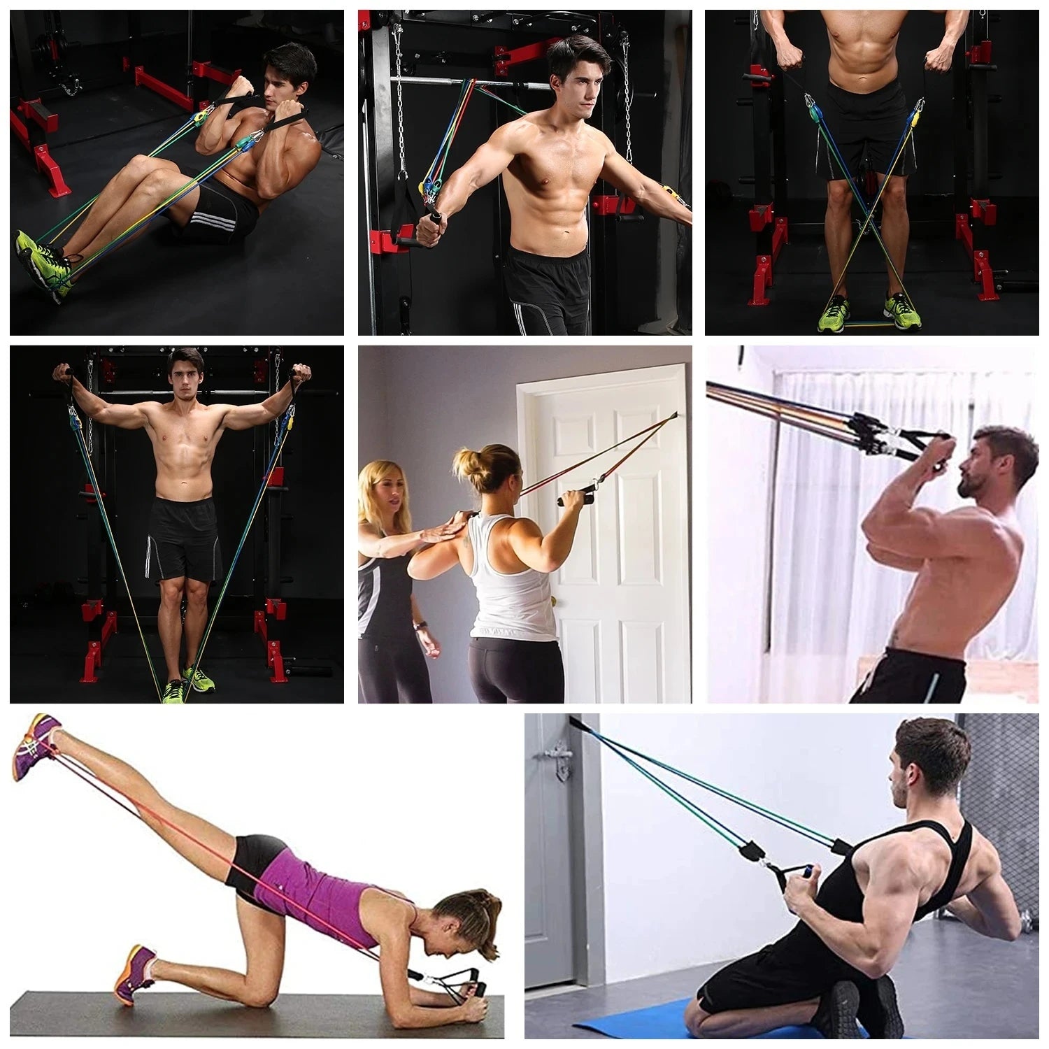 10-14Pcs/1set Bodybuilding Resistance Bands Tensioner Muscle Training Belt Elastic Bands Portable Fitness Equipment
