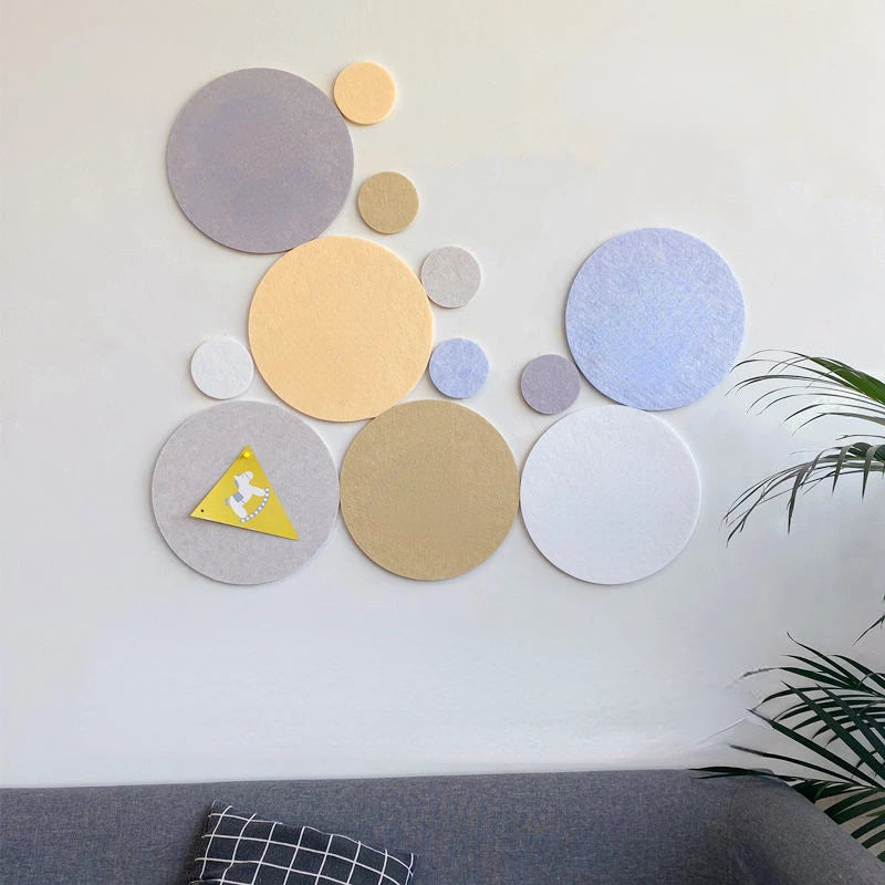 Creative Circular Felt Cork Board Kindergarten Shool Office Household Wall Stickers Sets Decoration Photos Message