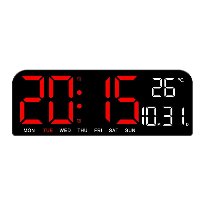 Large LED Digital Wall Clock Temperature Date Week Display Countdown Table Clock Brightness Adjustment Two Alarm 12/24h