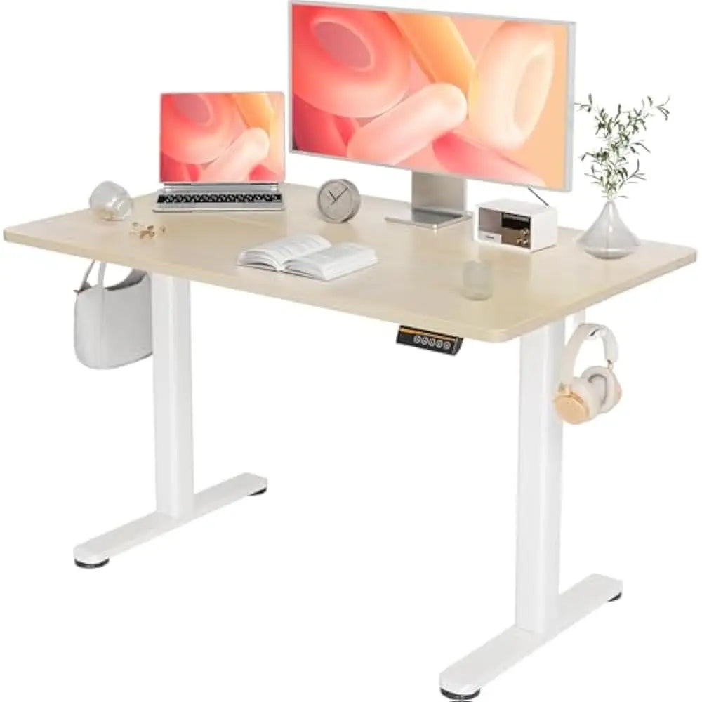 Electric Standing Desk Adjustable Height 48 x 24 Inches Stand up Desk w/Cable Management Home Office Desks with Splice