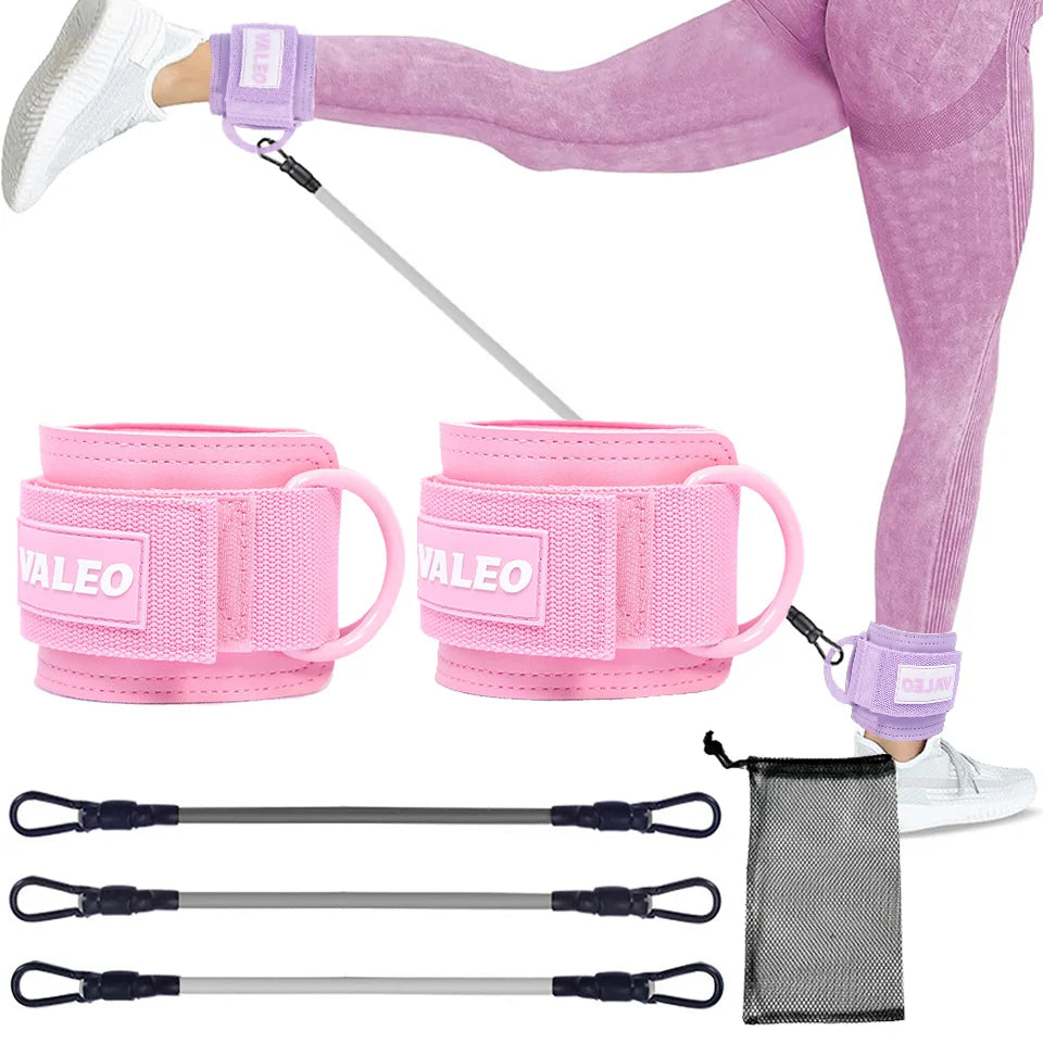 LOOGDEEL Resistance Bands Set Ankle Straps Adjustable Foot Support Padded Cuff Ankle Weight Leg Training Brace Yoga