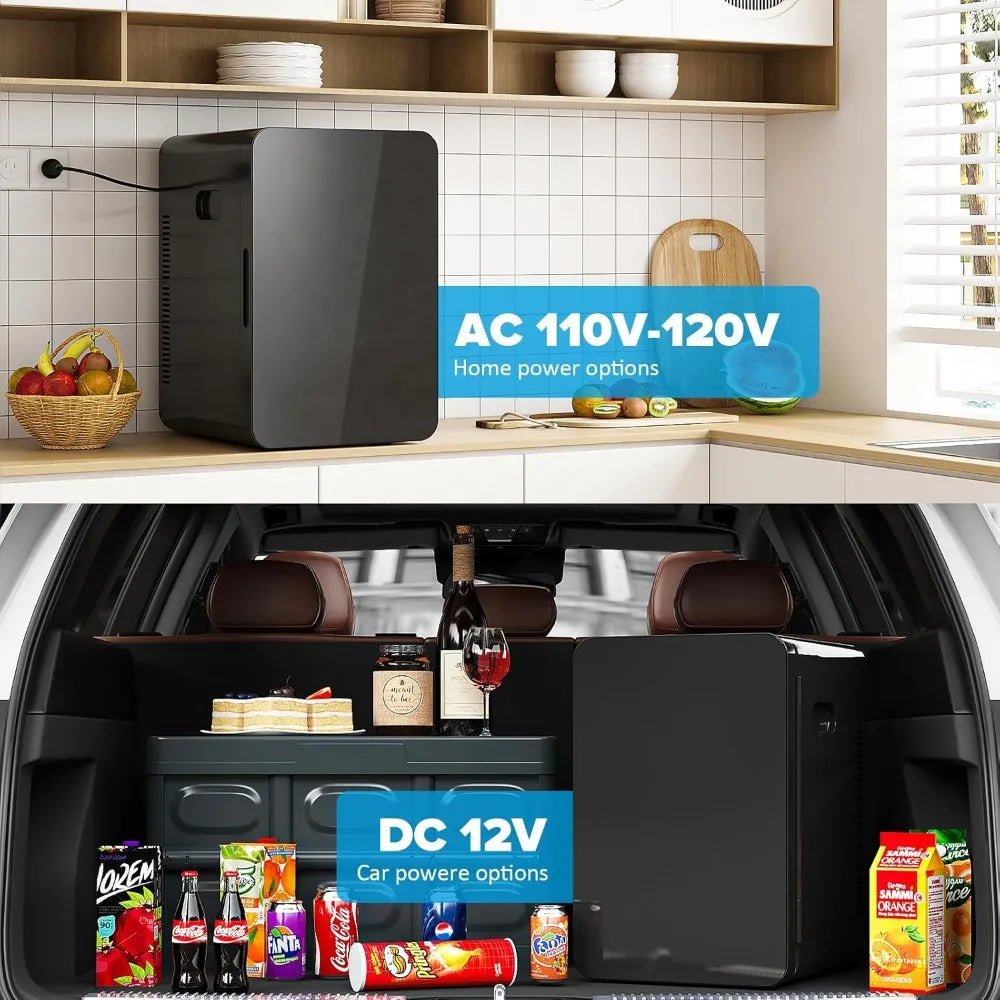 22L/30Cans Mini Fridge for Bedroom 12v DC Portable Cooler & Warmer Mini Refrigerator with Glass Front for Car Office