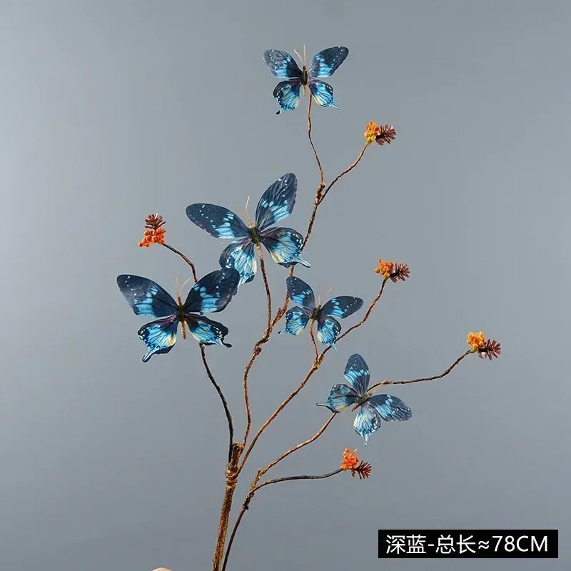 Simulation 5 Flower Butterfly Artificial Flower Bouquet Home Living Room Porch Dining Table Wedding Decoration Indoor