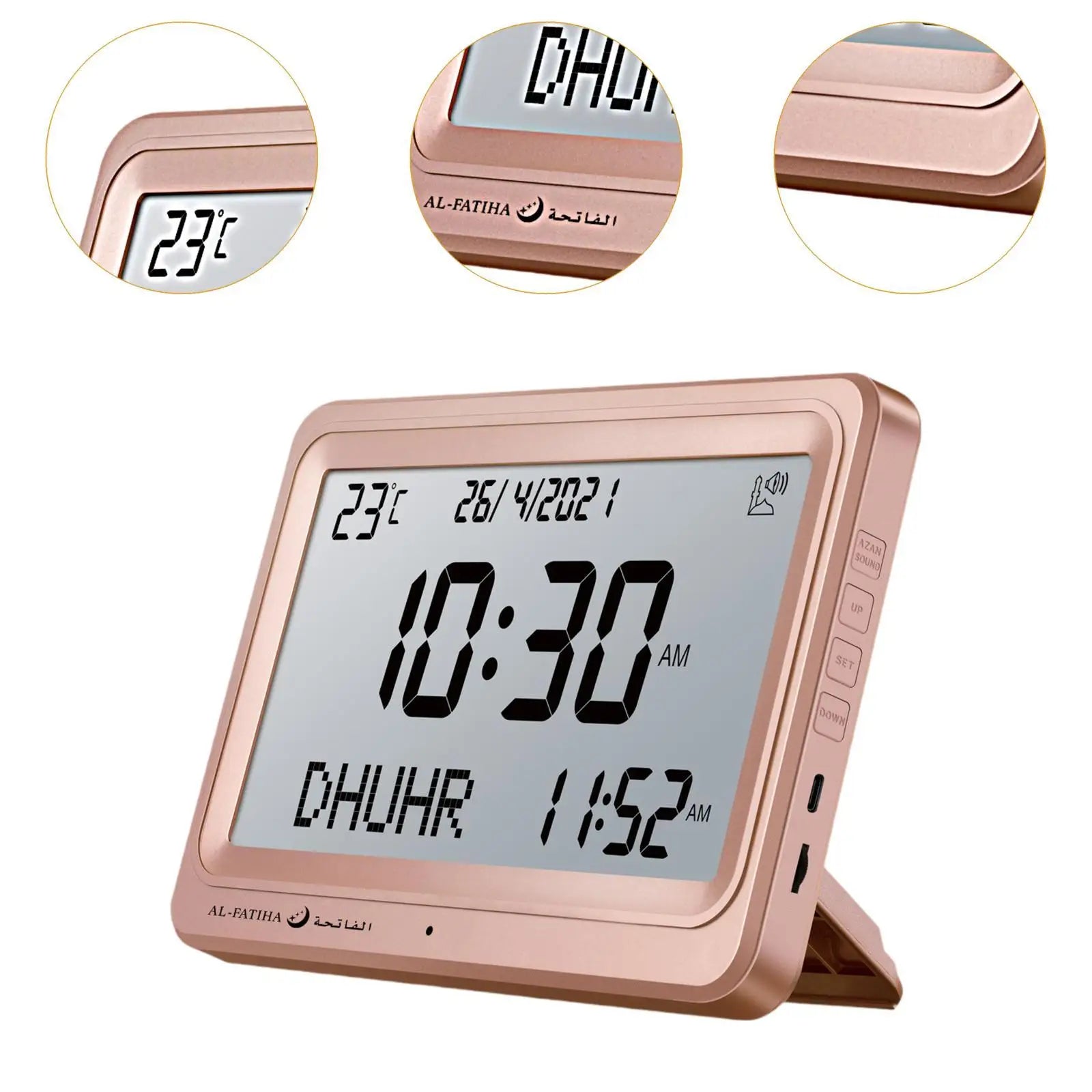 Azan Alarm Clock Islamic Temperature Decoration Muslim Prayer Clock Table Clock for Home Desk Party Living Room