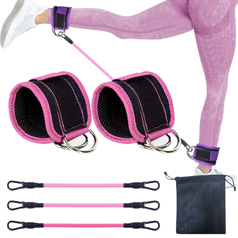 LOOGDEEL D-Ring Support Ankle Cuffs Resistance Bands Ankle Straps Fitness Yoga Leg Strength Safety Extensions Gym Guard