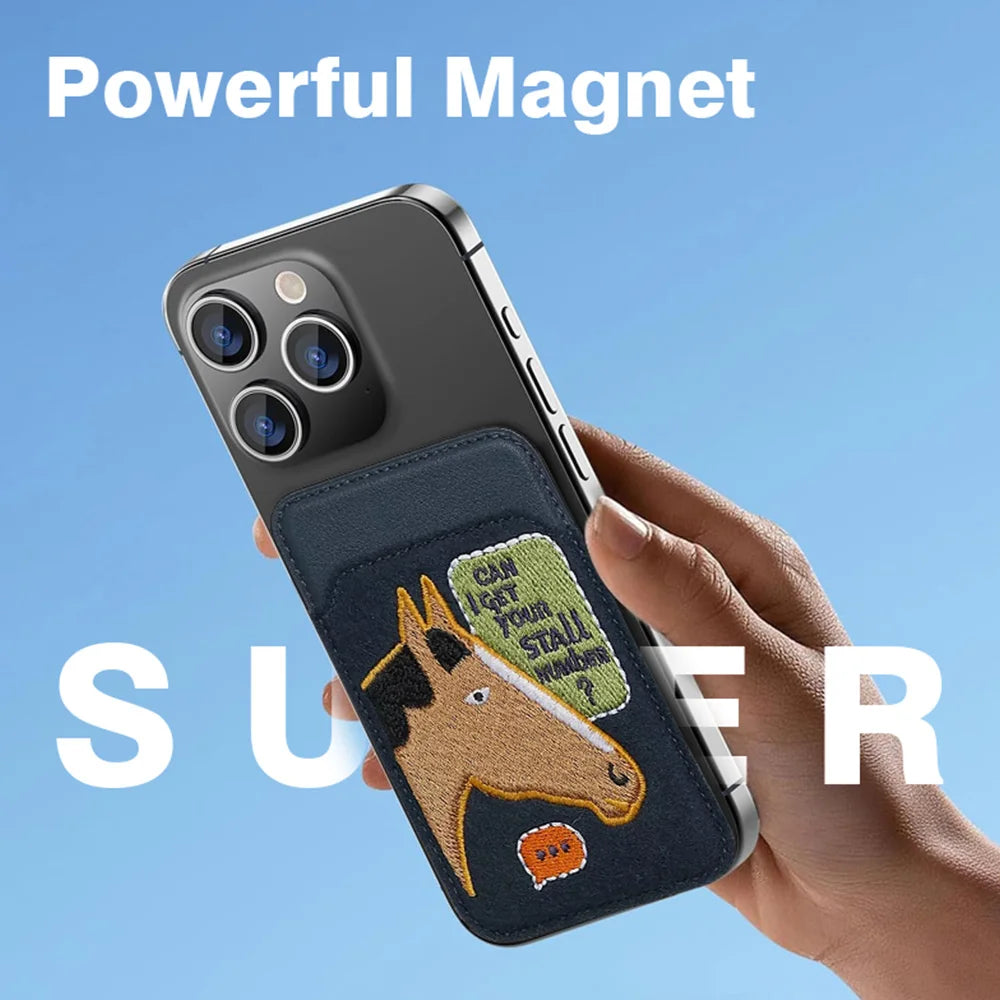 Leather Card Holder Magsafe Magnetic Credit Card Protective Case GPS Anti-lost Mobile Phone Bag Ultra-thin For iPhone16