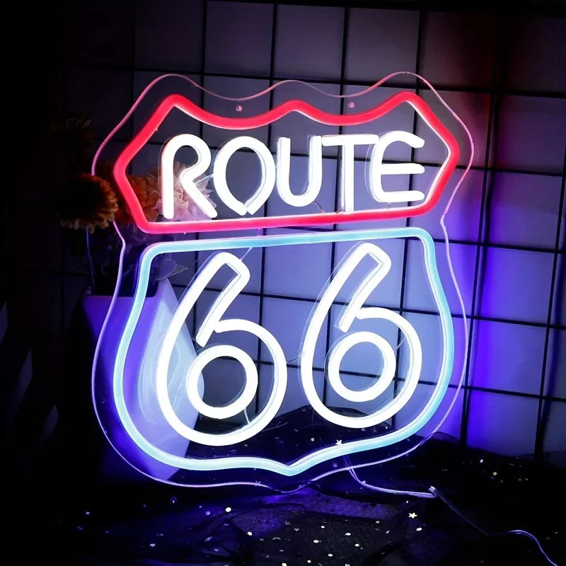 Historic Route 66 Neon Sign Home Art Man Cave Neon Lights For Bedroom Home Office Hotel Cafe Recreation Room Wall Decor