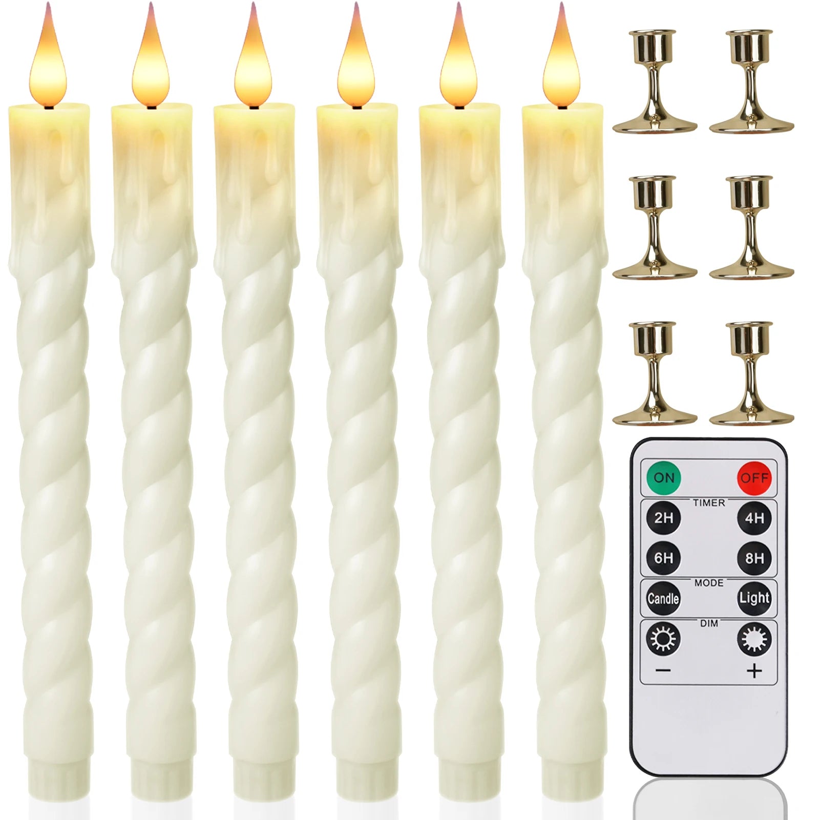 LED Flameless Taper Candles Lights Timer Remote 3D Wick Christmas Simulation Candles Window Candles Long Electric