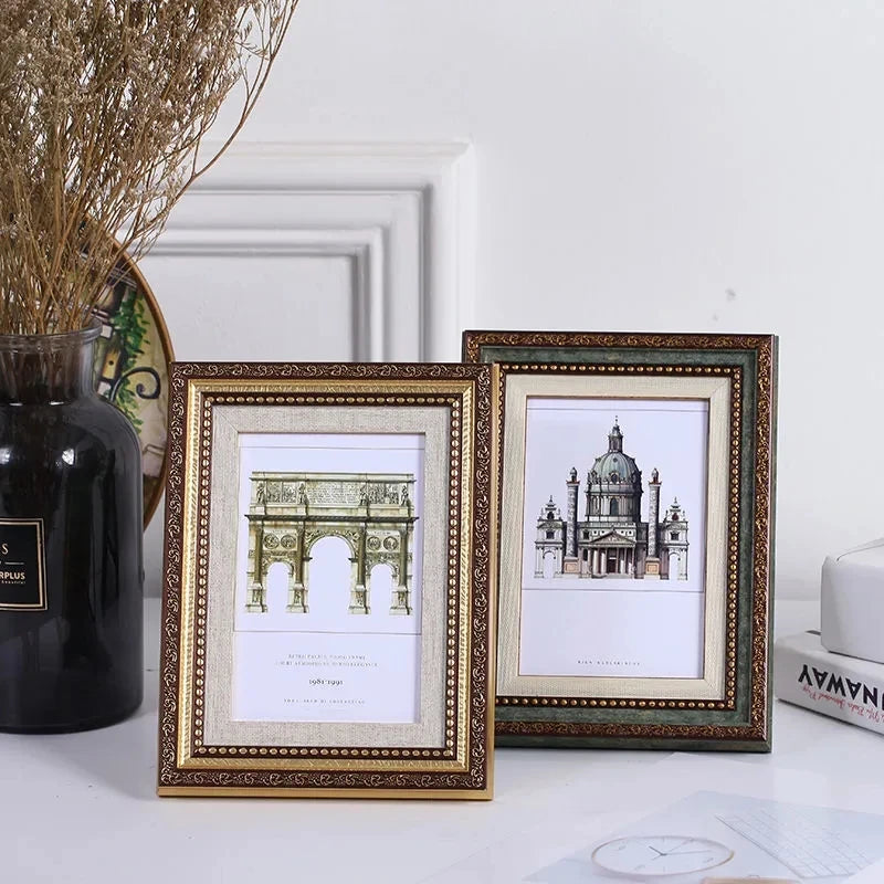 Court Retro Style Photo Frame Home Decoration Picture Frame Three-Dimensional Photo Frame New Office Desktop Ornament