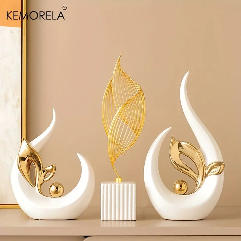 Ceramic Statue Nordic Creative Light Luxury Living Room Decoration Sculptures and Figurines Office Desk Accessories
