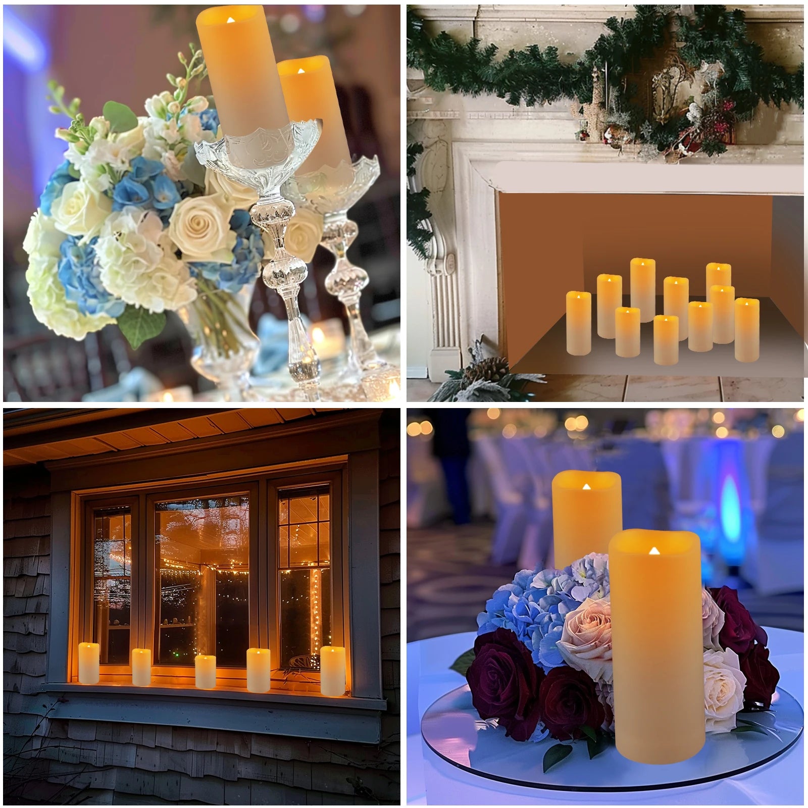 12Pc Waterproof Flameless Candles Set with Remote Control Flickering LED Candles Cycling 24 Hours Timer for Outdoor