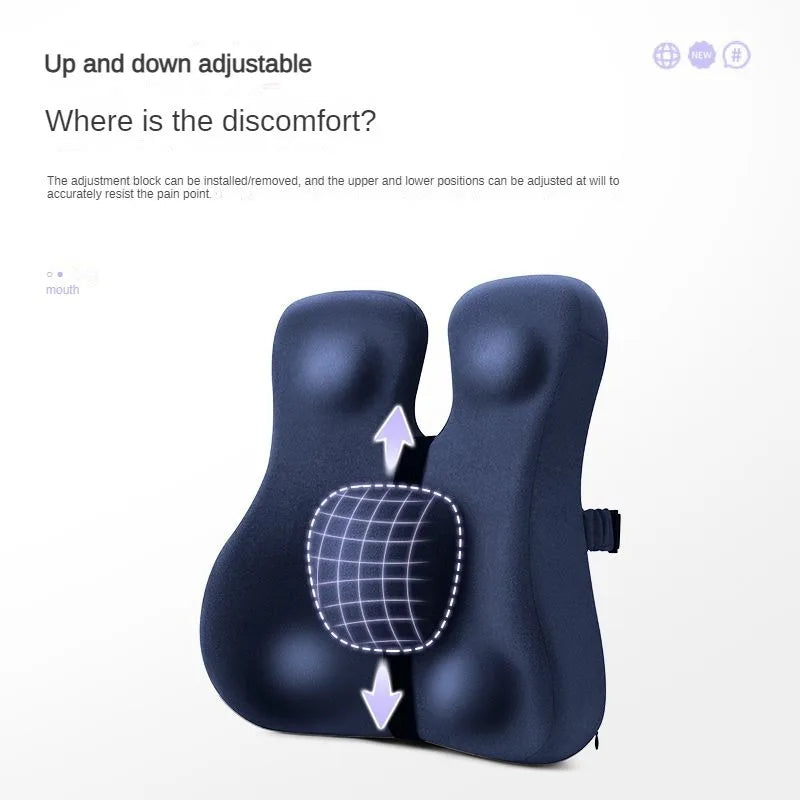 Memory Foam Seat Cushion Waist Back Support Pillow Set Orthopedic Ergonomic Coccyx Relief Hip Lumbar Pad for Office