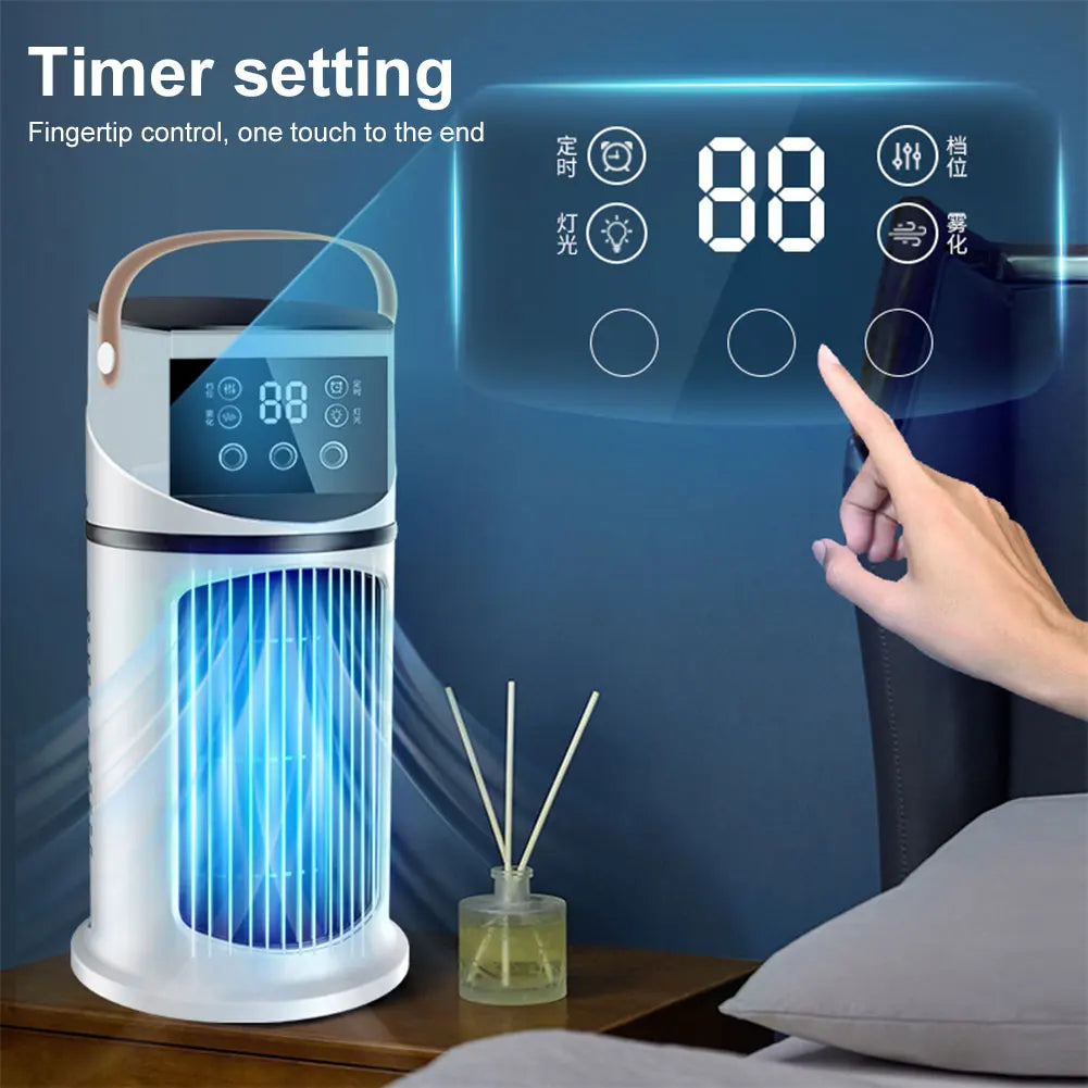 Water Cooling Fan Air Conditioner Adjustable Speeds Timer Personal Fan Air Cooler With Humidifier for Bedroom Living