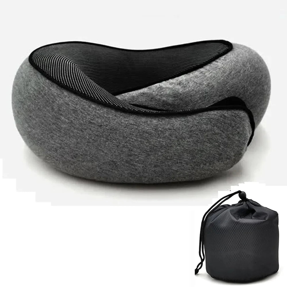 Travel Neck Pillow Memory Foam U-shaped Pillow Snail Style Travel Neck Support Portable Adjustable Soft Noon Break