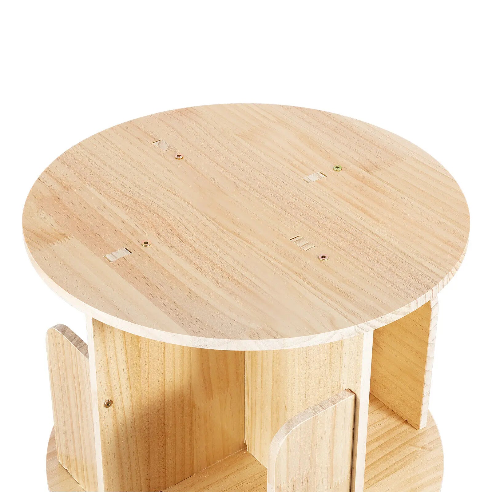 6-Tier 360° Rotating Bookshelf Pine Wood Storage Organizer for Kids Books Toys Home Decor