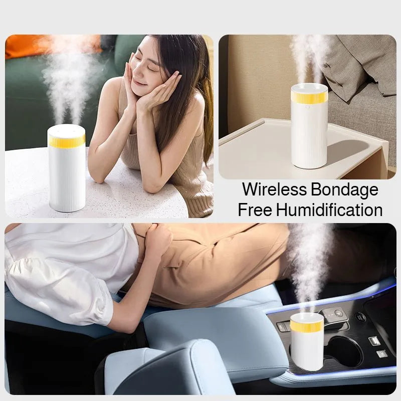 Dual Mist Air Humidifier Large Capacity Quiet USB Ultrasonic Cool Mist Maker for Home Office Dorm Desk with Night Light