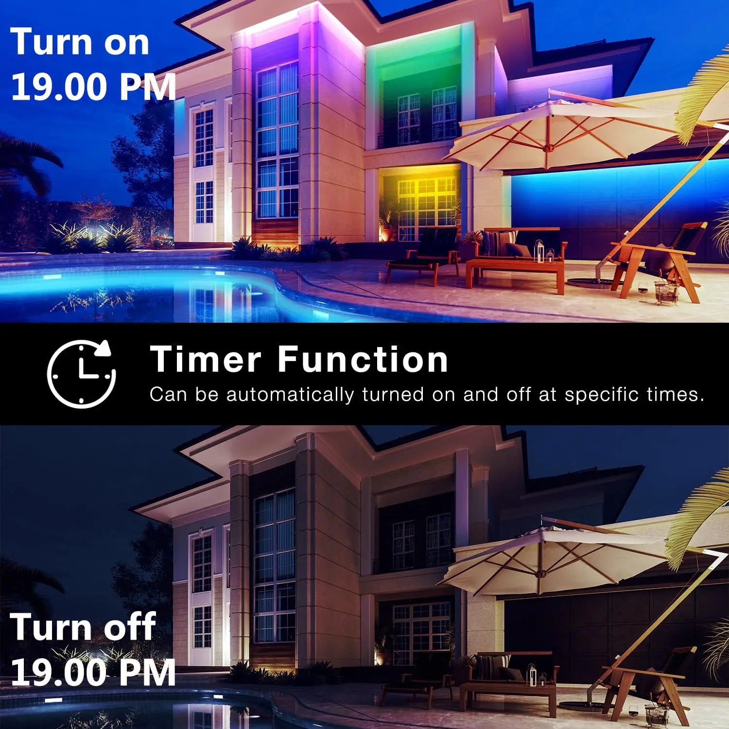 100FTOutdoor Waterproof Smart Led Light Strip Support App (Mineral Switch Follow Music Rhythm Rgb Color Change) Ip65