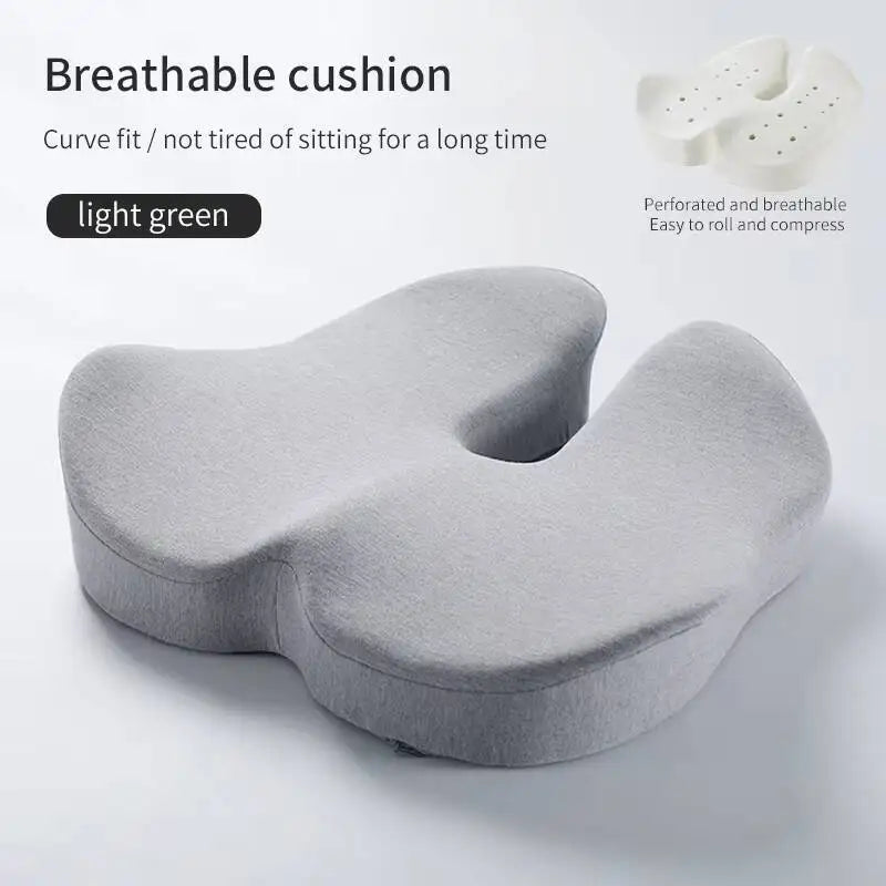 Hot Selling Lumbar Back Support Chair Comfortable Massage Pillow Memory Foam Orthopedic Seat Cushion - light gray