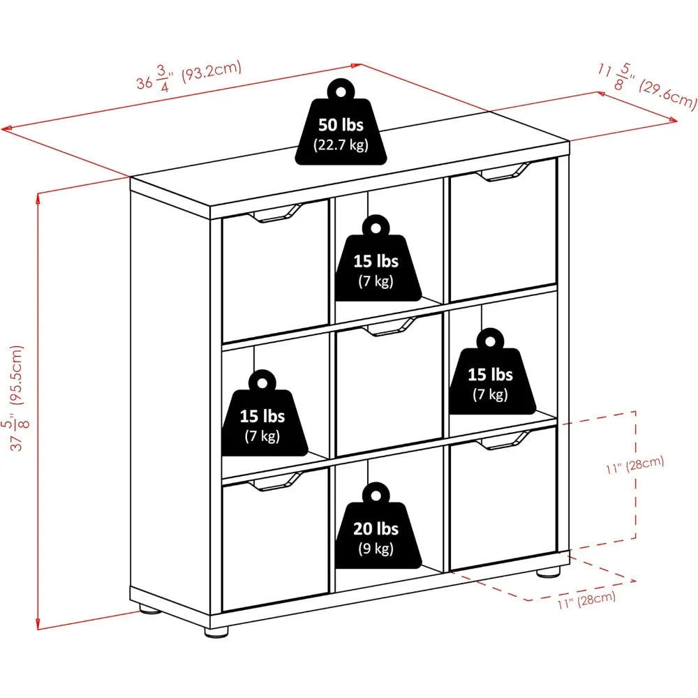 Julian 3x3 Storage Cabinet for Living Room Home Office White - United States / White