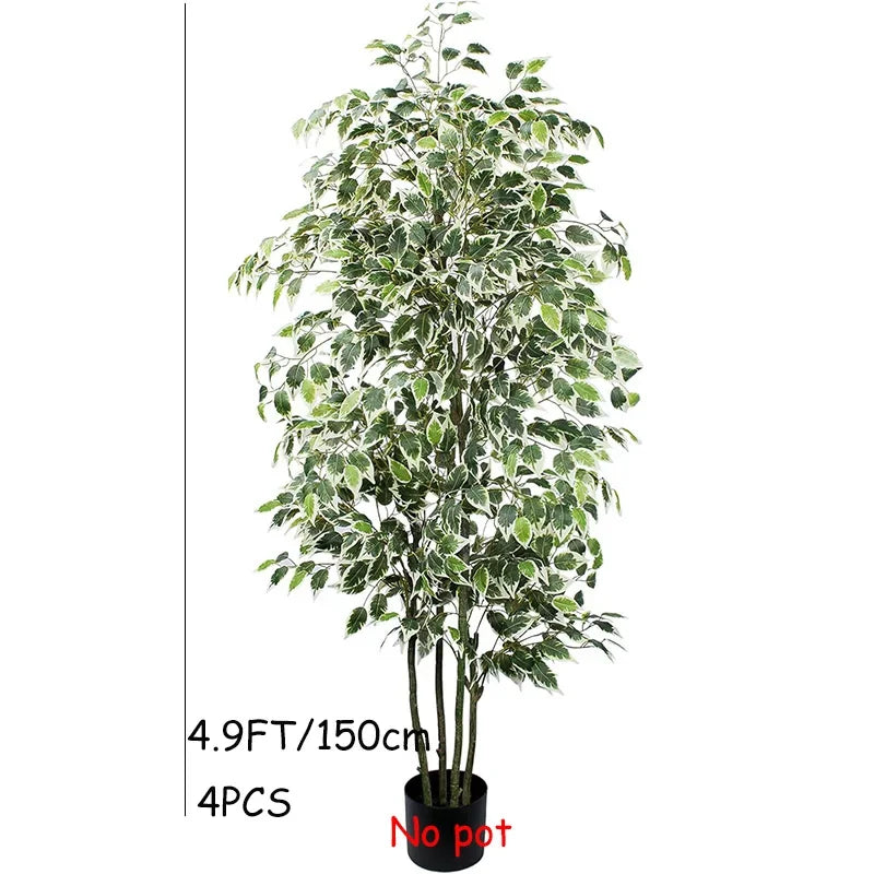3-6Ft Large Artificia Ficus Tree Fake Plants Plastic Palm Tree Real Touch Banyan Leaves for Home Garden Shop Office