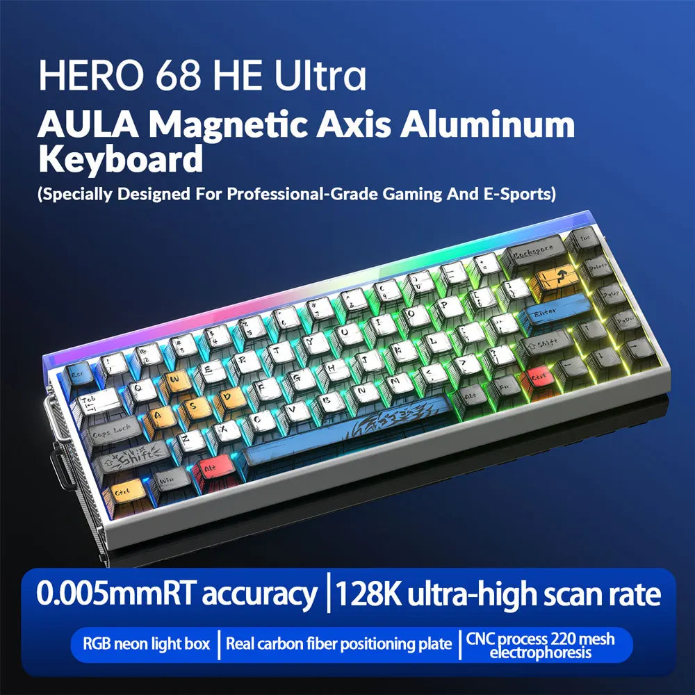AULA HERO68HE Pro\Ultra Magnetic Gaming Keyboard 75% Magnetic Switch Keyboard Rapid Trigger for Esports PBT High
