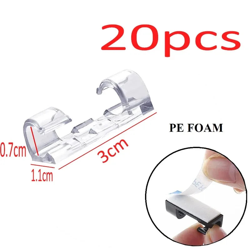 20/40PCS Cable Organizer Clips Cable Management Wire Manager Cord Holder USB Charging Data Line Bobbin Winder Wall