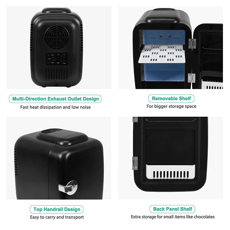 Crownful 4L Mini Fridge 110V 220V Beauty Makeup Skincare Refrigerator AC/DC Heated Cooling Beauty Refrigerator Car Mini