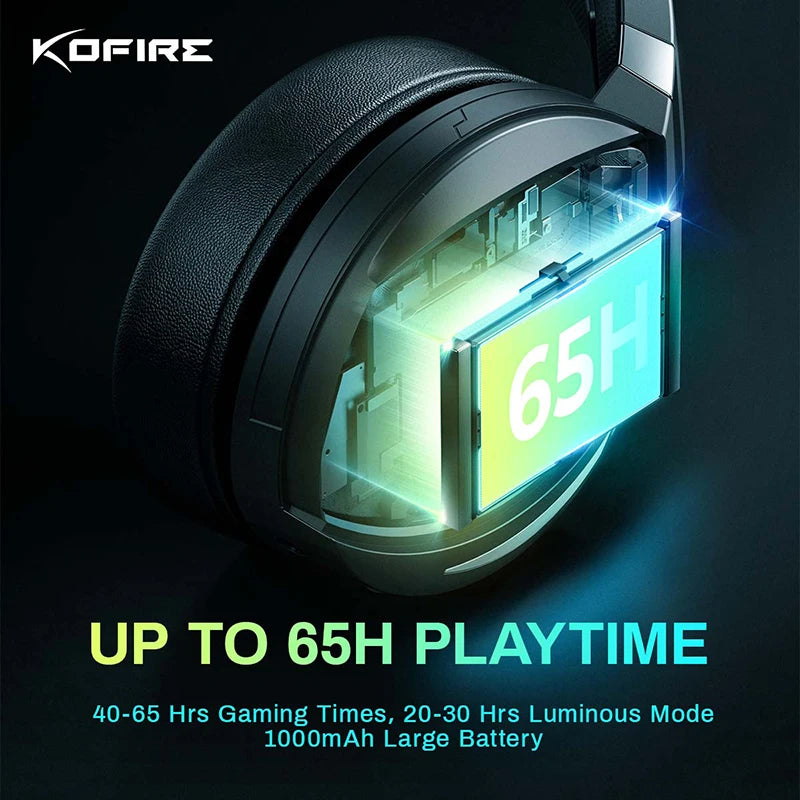 Kofire UG-06 Gaming Headset Low Latency 2.4G Bluetooth Wireless Headphones with Mic RGB Gradient Light Wired for PC PS5