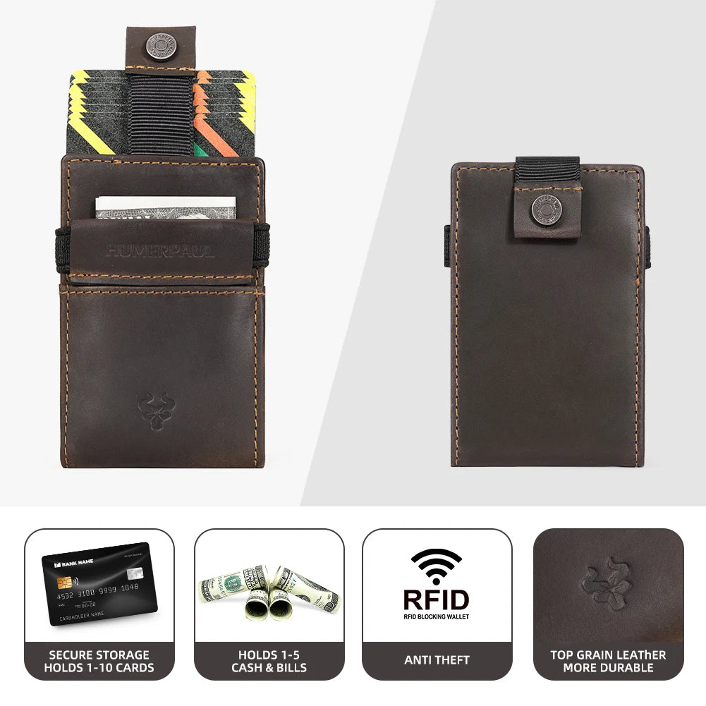 Anti-theft Rfid Credit Card Holder Wallet for Men Genuine Leather Slim Bank ID Cardholder Case Portable Minimalist
