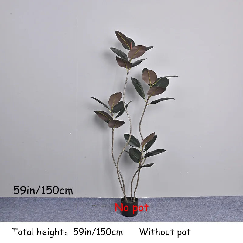 70in Large Artificial Plants Fake Ficus Tree Branch Plastic Rubber Leaves Tall Green Landscape For Home Garden Office