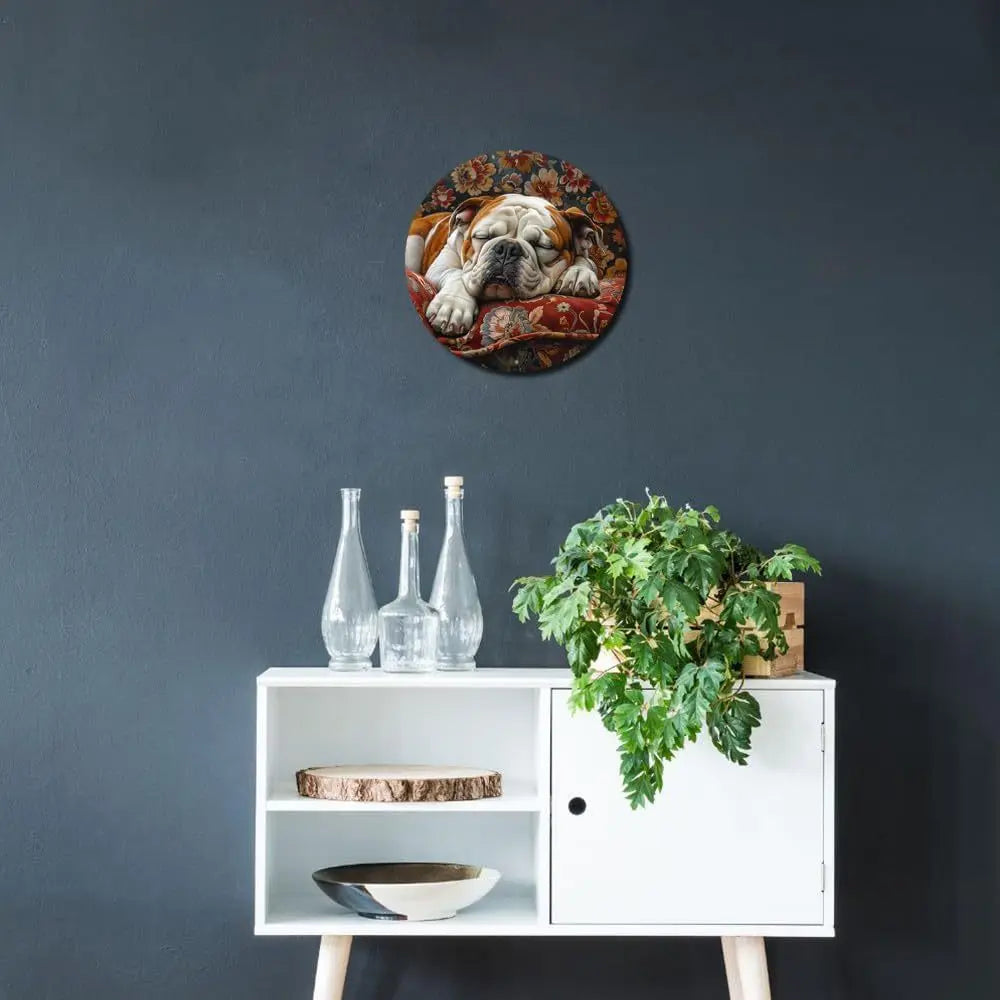 2d Flat Sign,Bulldog Themed Painted Office Room Home Door Decorations Father’s Day Gift Thanksgiving Day Wall Art Decor