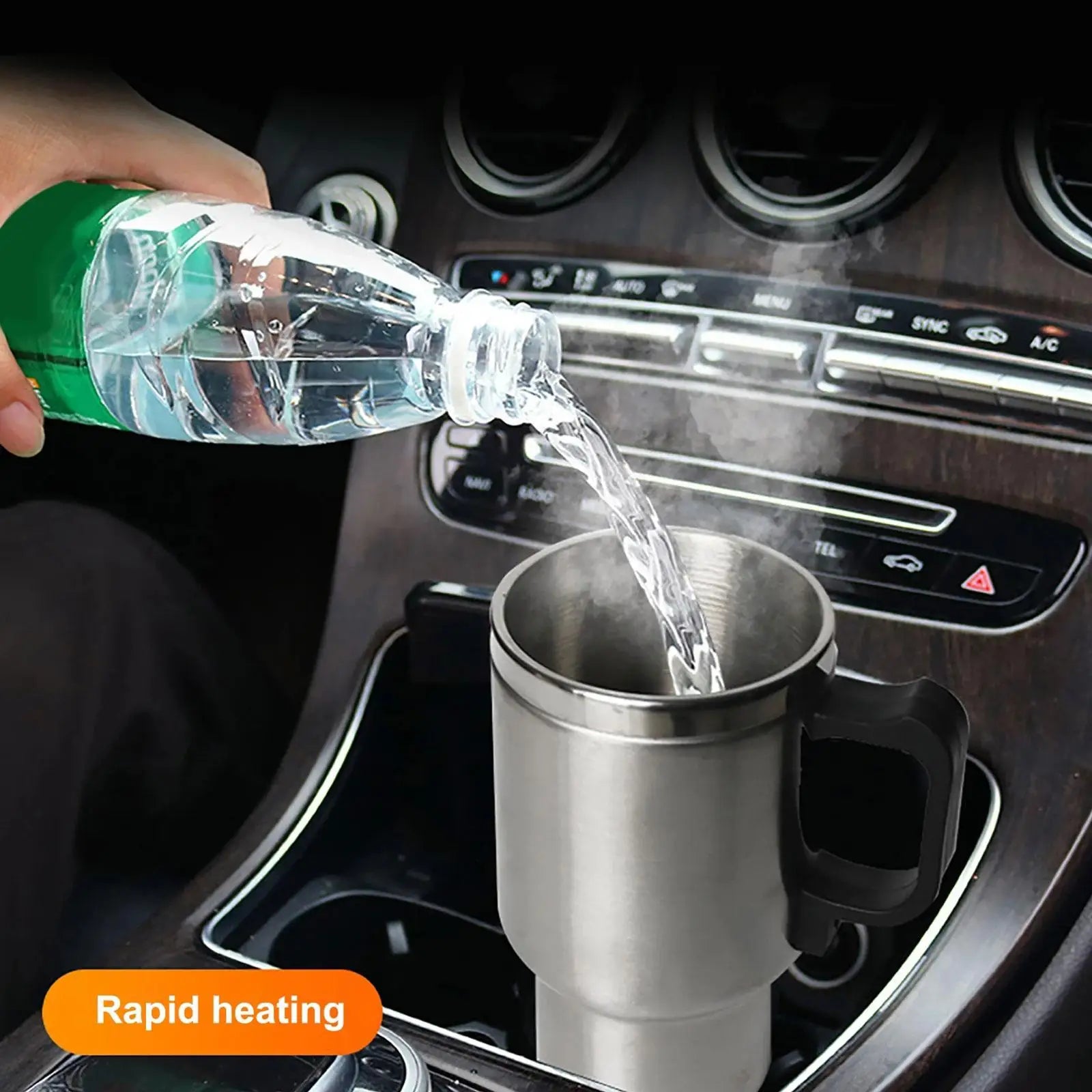 12V USB Car Electric kettle Stainless Steel Inner Tank Electric Heating Car Car Cup Cup Hot 450ml Heating Thermos Water