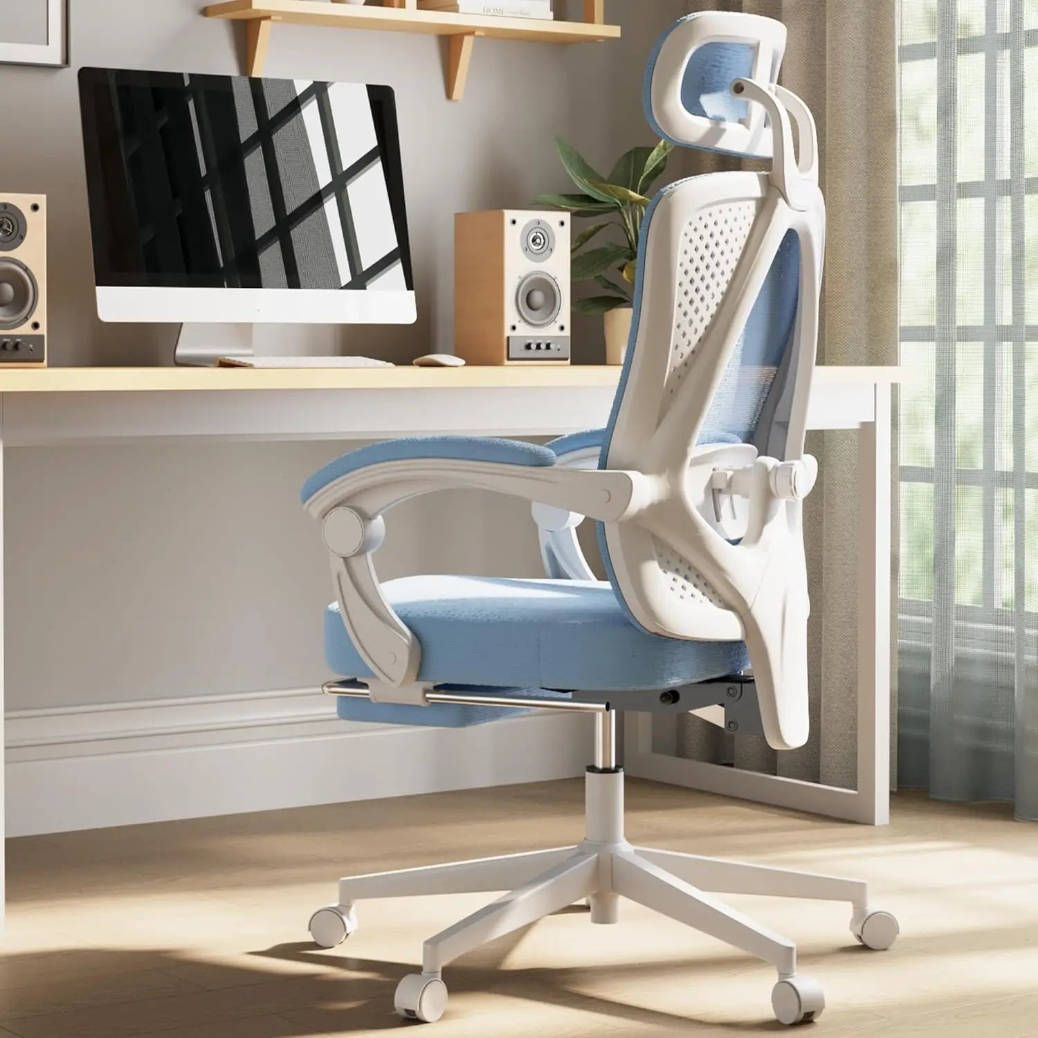 Dowinx Ergonomic Office Chair,Mesh Computer Chair with Pocket Spring Desk Chair with Adjustable Lumbar Support