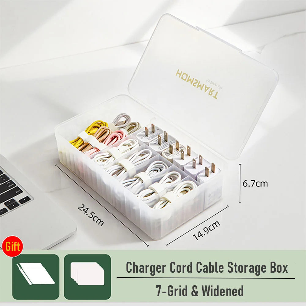 Charger Cord Data Cable Storage Box Data Line Storage Desktop Cable Collect Case Dustproof Power Boxes Wire Cable