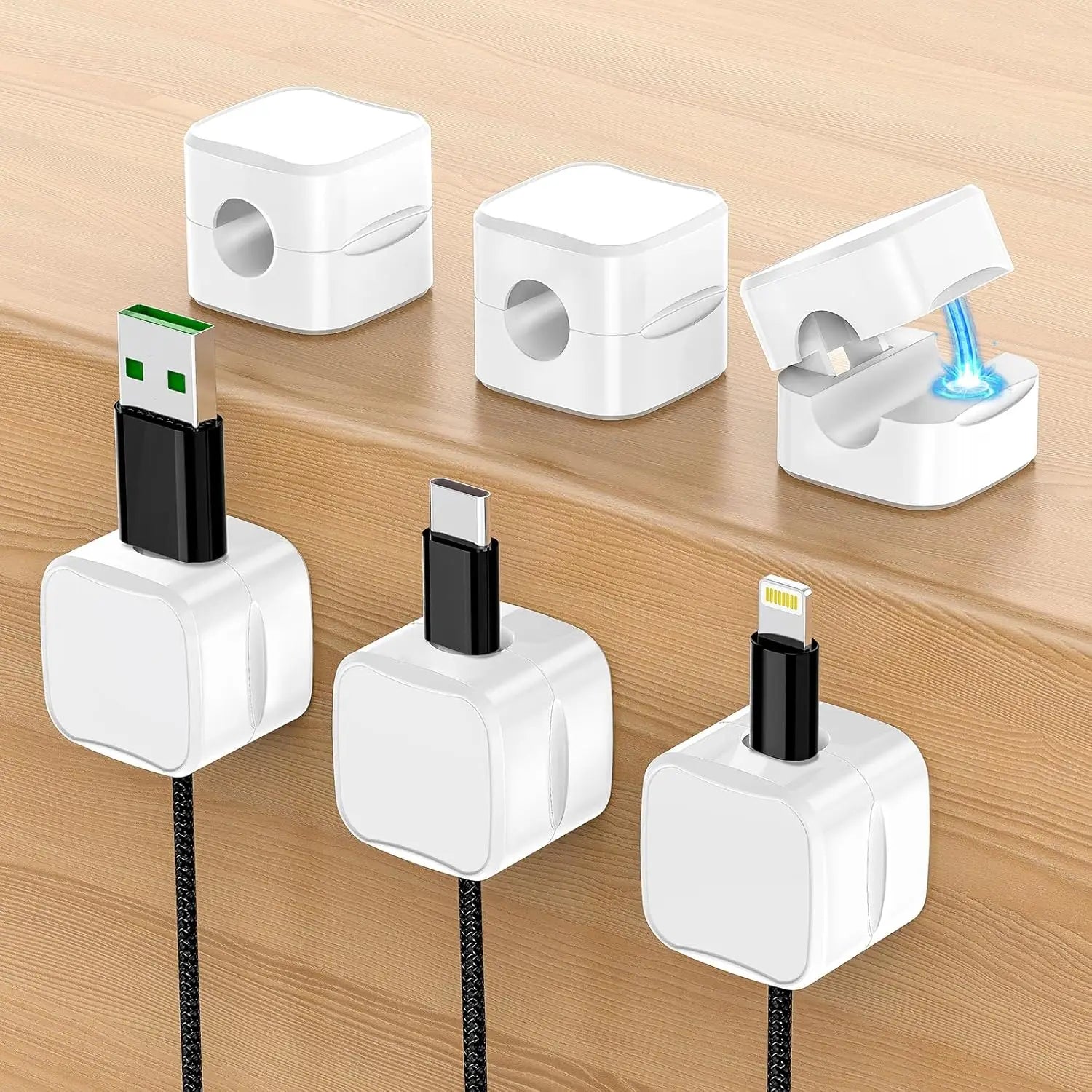Adjustable Magnetic Cable Clips white Fixed Cabl Cord Holder Portable Cabling Smooth Management Wire Keeper Organizer