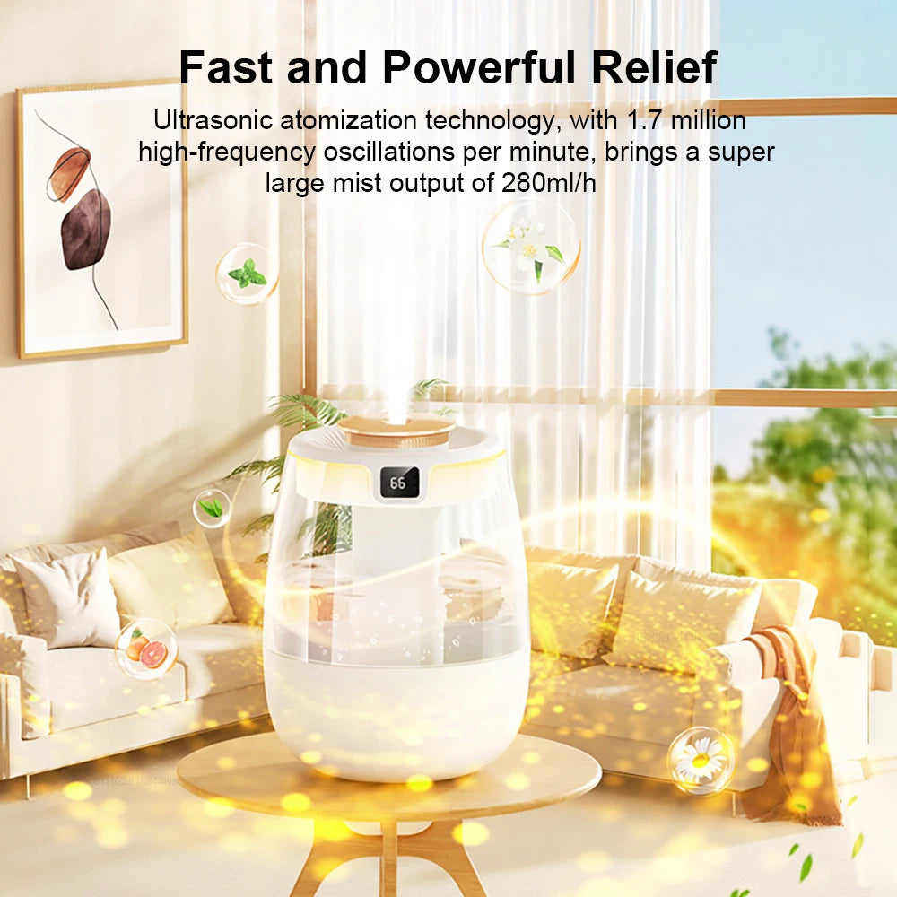 Air Humidifier Professional Large Capacity Double Spray Port Cool Mist Maker for Home Room Office Mute Desktop Air