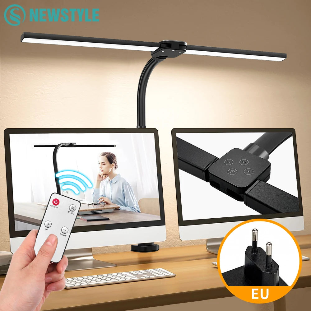 280LED 24W Double-Head Desktop Clip Lamp Ultra Bright Remote Control 2700-6500K Eye-Caring Reading Desk Lamp for Home