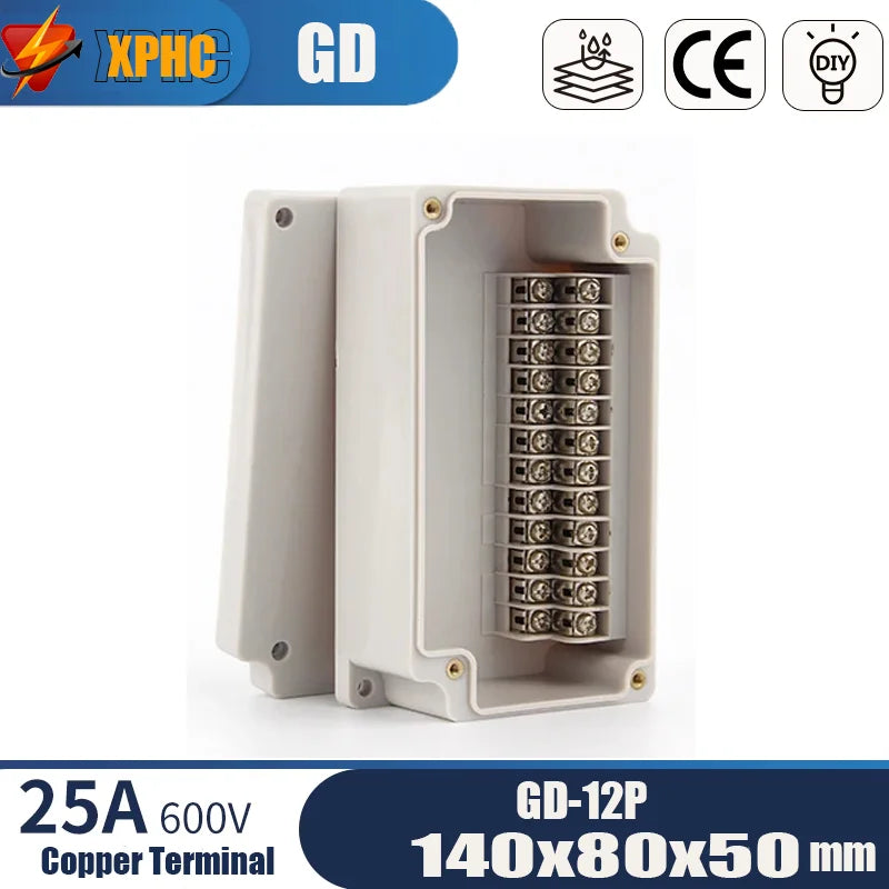 Outdoor ABS Plastic Electric Cable Branch Box Distribution Enclosure Case Home Monitor Waterproof Terminal Junction Box