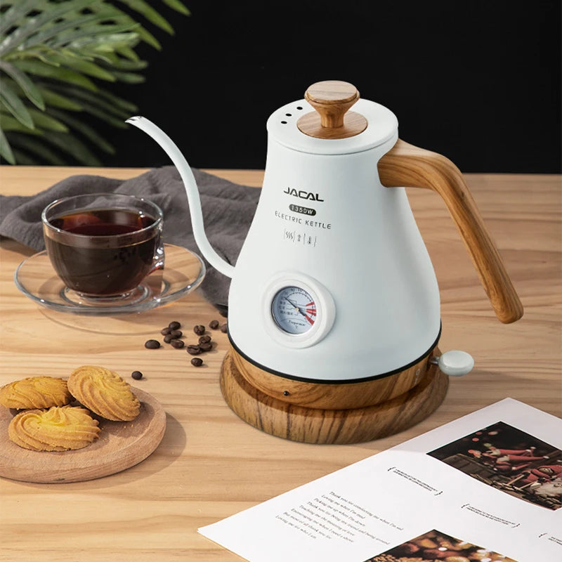 110V/220V Retro Electric Kettle 1.0L Gooseneck Slender Mouth Teapot Hand Brew Coffee Pot Quick Heating Kettle