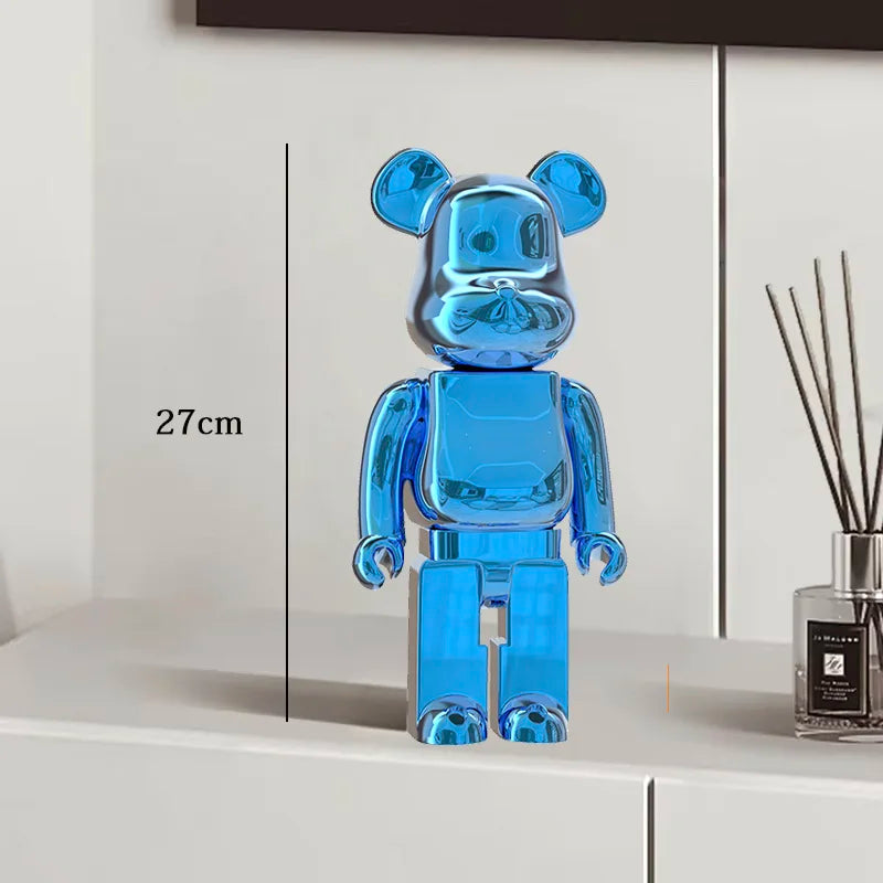 27cm Graffiti Bear Statue Paint Block Bear Decor Resin Desktop Ornaments Home Decoration Living Room Bear Floor