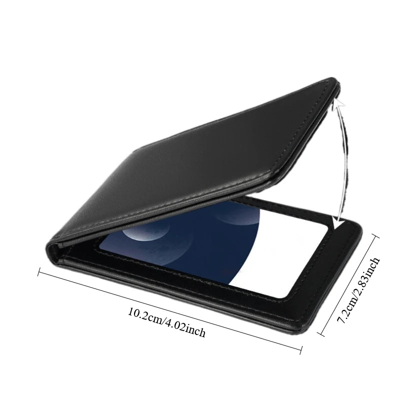 Leather Business ID Badge Clip Holder Name Tag Chest Card Work Pass