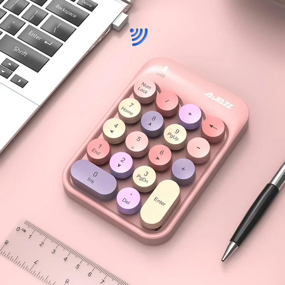 Ajazz Ak18 2.4G Wireless Numeric Keyboard Chocolate Pbt Keycap Keyboard Dedicated to Finance And Accounting Mini