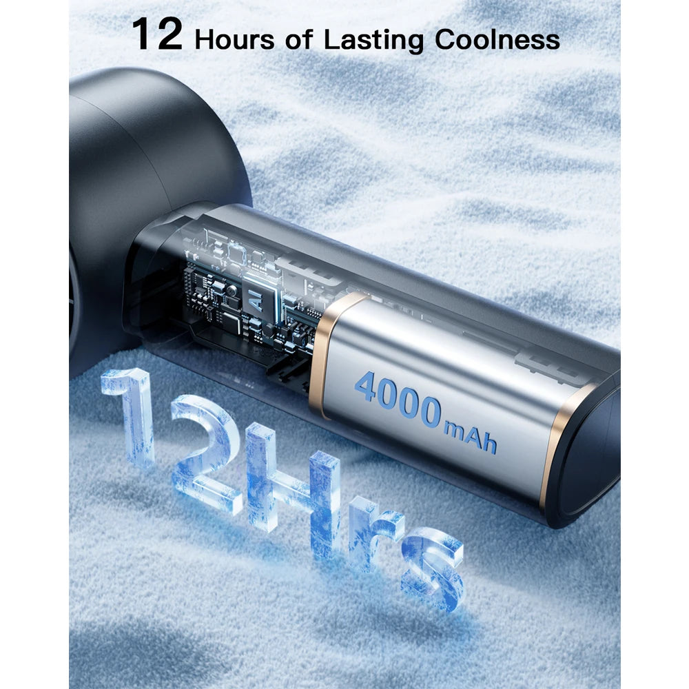 coldSky Handheld Mini Fan 4000mAh Battery Portable Rechargeable Fan with LED Display 5 Speed Turbo Fan for Beach Travel