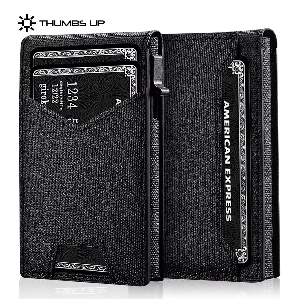 IWANTTI Minimalist Slim Cardholder for Men Premium Fabric Wallet with Card Ejector RFID Blocking Front Pocket Stylish