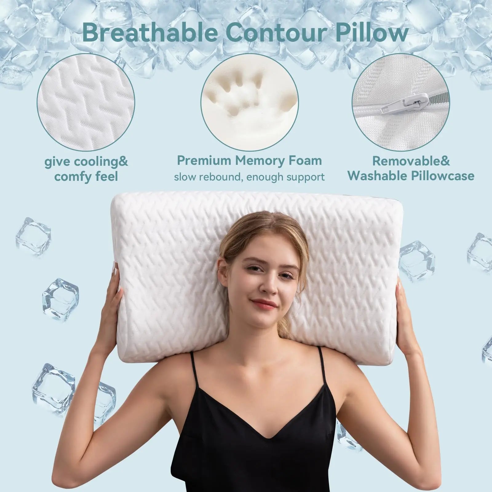 Hcore 1 PC Ergonom Memory Foam Pillow for Neck Pain Relief Adjustable Contour Cervical Pillow for Side Sleepers - Queen