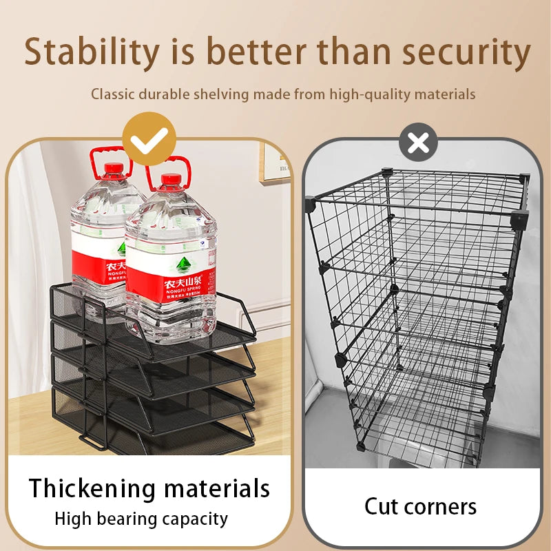 Metal desktop file rack bookcase office file storage box multi-layer iron file frame data storage folder shelving