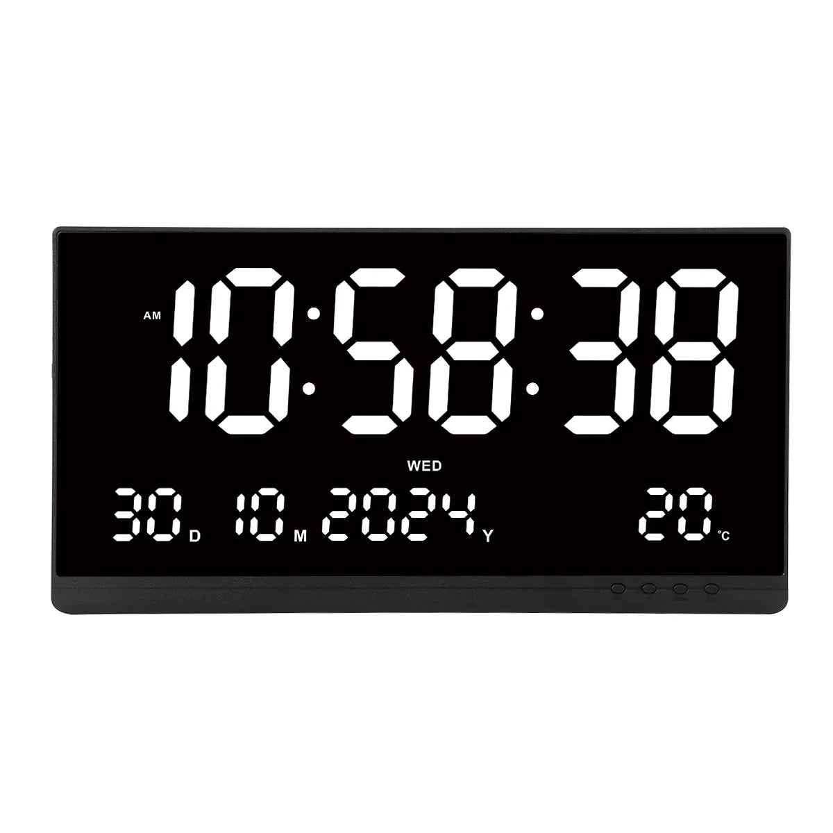 21 Inch Large Digital Wall Clock USB Powered Time Calendar 12/24H Time/Day/Month/Year/Temp Display Electronic LED Alarm