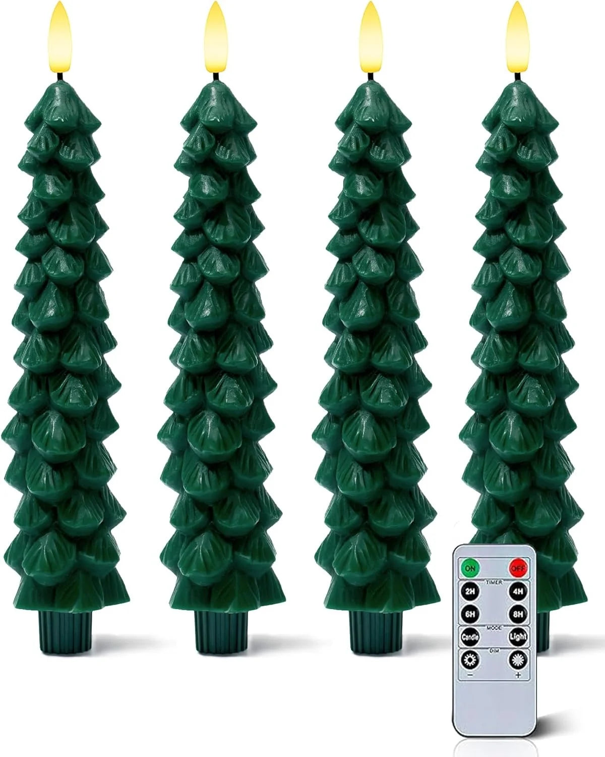 Christmas Tree Candles w/Remote Timer Paraffin Waxy Taper Candle Flickering Battery Operated LED Candlesticks 3D Flame