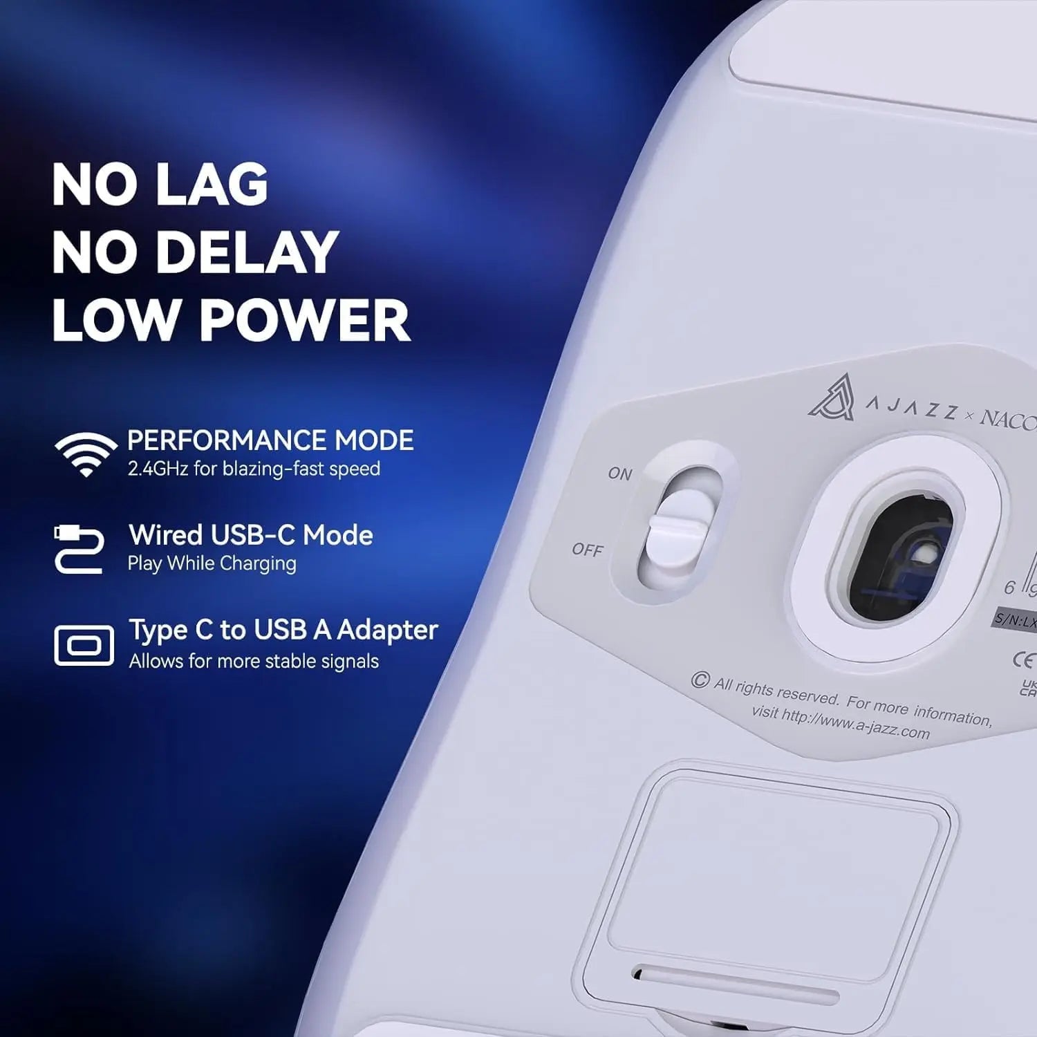 A.JAZZ AJ139 G Pro 4K Wireless Gaming Mouse Ultra-Lightweight 59g with Dual Mode-Wired/2.4Ghz Receiver up to 26K