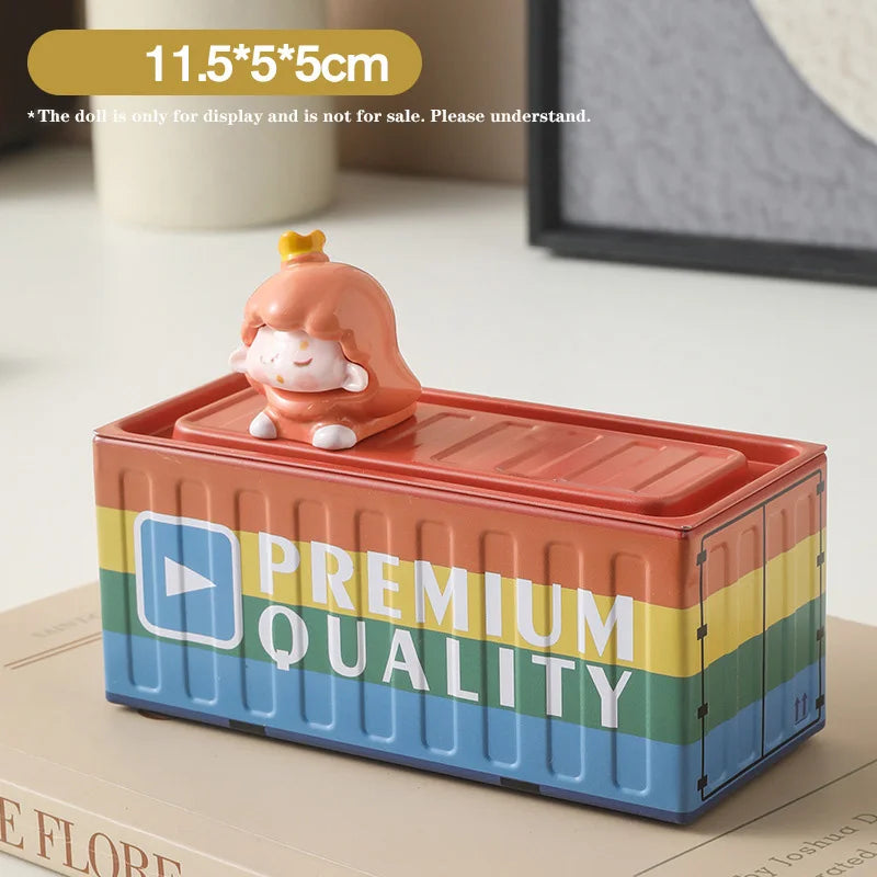 Mini Compact Iron Storage Container - Creative Desktop Organizer Desk Organizer Metal Box for Rings Chargers Pens Coins